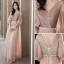 Simple Rougissant Rose Daim Robe Demoiselle D'honneur 2021 Princesse V-Cou Manches Courtes Dos Nu Longue Robe Pour Mariage