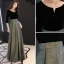 Elegant Svart Selskapskjoler 2019 Prinsesse Suede Scoop Halsen Glitter Polyester 3/4 Ermer Lange Formelle Kjoler