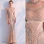 Luxury / Gorgeous Champagne Handmade  Beading Evening Dresses  2019 Trumpet / Mermaid High Neck Crystal Rhinestone Sleeveless Floor-Length / Long Formal Dresses