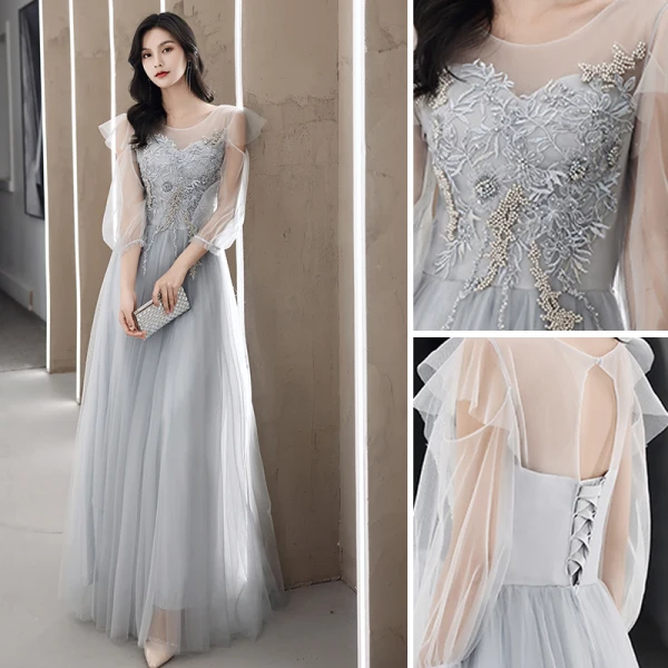 Élégant Champagne Volants Gonflée Robe De Mariée 2018 Robe Boule Fait main Perlage Paillettes Cristal De l'épaule Dos Nu 3/4 Manches Longue Mariage