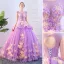 Chic / Beautiful Lilac Prom Dresses 2019 A-Line / Princess Scoop Neck Appliques Lace Flower Pearl Backless Sleeveless Chapel Train Formal Dresses