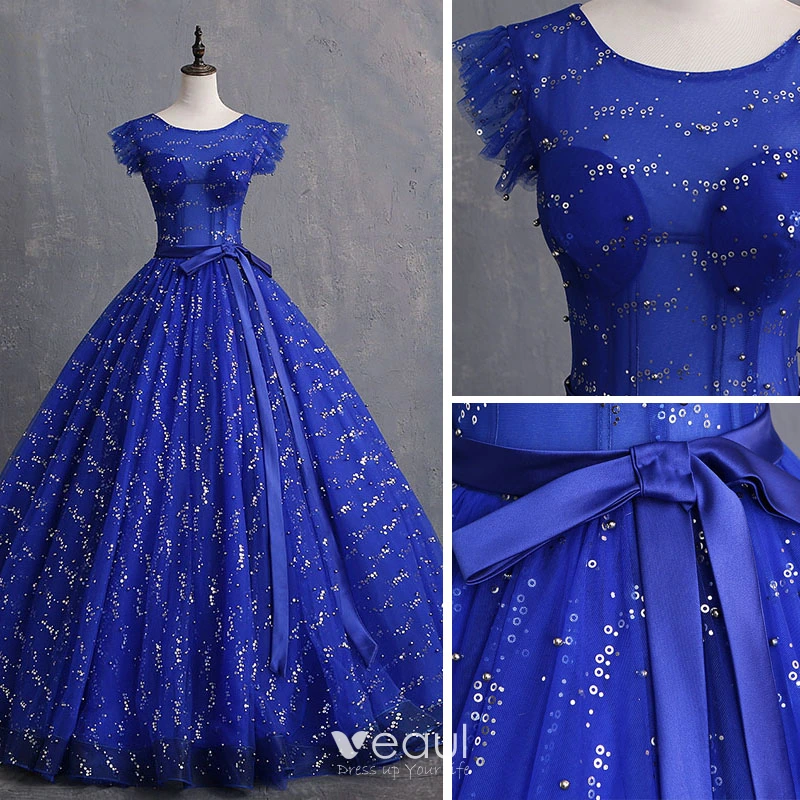 elegant princess royal blue gown