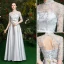 Simple Gris Robe Demoiselle D'honneur 2021 Princesse Encolure Dégagée 1/2 Manches Dos Nu Longue Robe Pour Mariage