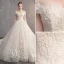 Élégant Champagne Robe De Mariée 2019 Princesse De l'épaule Perlage Perle Cristal Paillettes En Dentelle Fleur Manches Courtes Dos Nu Royal Train
