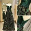 Vintage / Retro Dark Green Evening Dresses  2019 A-Line / Princess Spaghetti Straps Suede Beading Crystal Sleeveless Backless Printing Floor-Length / Long Formal Dresses