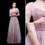 Chic / Beautiful Gradient-Color Candy Pink Evening Dresses  2019 A-Line / Princess V-Neck Glitter Polyester Short Sleeve Floor-Length / Long Formal Dresses