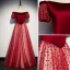 Chic / Belle Bordeaux Robe De Soirée 2019 Princesse De l'épaule Tachetée Manches Courtes Dos Nu Longue Robe De Ceremonie
