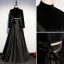 Vintage / Retro Black Evening Dresses  2019 A-Line / Princess High Neck Suede Bow Long Sleeve Backless Floor-Length / Long Formal Dresses