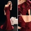 Sexy Bordeaux Robe De Soirée 2019 Trompette / Sirène Une épaule Glitter Satin Manches Courtes Dos Nu Train De Balayage Robe De Ceremonie
