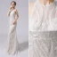 Sexy Champagne Lace Flower Wedding Dresses 2021 Trumpet / Mermaid Scoop Neck Sleeveless Backless Sweep Train Wedding