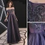 Elegant Grape Evening Dresses  2019 A-Line / Princess Off-The-Shoulder Beading Crystal Sequins Short Sleeve Backless Floor-Length / Long Formal Dresses