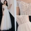 Élégant Ivoire Robe De Bal 2019 Princesse De l'épaule En Dentelle Fleur Faux Diamant Manches Courtes Dos Nu Longue Robe De Ceremonie