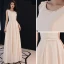 Elegant Ensfarget Champagne Selskapskjoler 2019 Prinsesse Scoop Halsen Perle Rhinestone Uten Ermer Lange Formelle Kjoler