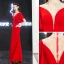 Chic / Belle Noire Robe De Soirée 2019 Trompette / Sirène Col Haut En Dentelle Fleur Manches Courtes Longue Robe De Ceremonie