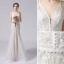 Elegant Ivory Wedding Dresses 2018 Ball Gown Embroidered Off-The-Shoulder Long Sleeve Backless Floor-Length / Long Wedding