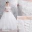 Elegant White Wedding Dresses 2019 Ball Gown Off-The-Shoulder Lace Flower Appliques Pearl Sequins Short Sleeve Backless Chapel Train