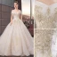 Elegant Ivory Wedding Dresses 2019 Ball Gown Off-The-Shoulder Lace Flower Star Beading Pearl Sequins Short Sleeve Backless Royal Train