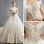 Luxury / Gorgeous Champagne 2019 Wedding Dresses Ball Gown Off-The-Shoulder Buttons Lace Flower Sleeveless Backless Royal Train
