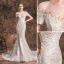 Sparkly Champagne Evening Dresses  2019 Trumpet / Mermaid Scoop Neck Glitter Lace Flower Sequins Short Sleeve Backless Chapel Train Formal Dresses
