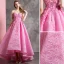 Fine Sukkertøyrosa Ballkjoler 2019 Prinsesse Kjæreste Blonder Appliques Uten Ermer Ryggløse Asymmetrisk Formelle Kjoler
