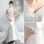 Charmant Ivoire Robe De Soirée 2019 Trompette / Sirène Sans Manches Cristal Paillettes En Dentelle Fleur V-Cou Dos Nu Cathedral Train Robe De Ceremonie