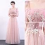 Elegant Candy Pink Prom Dresses 2019 A-Line / Princess Spaghetti Straps Lace Flower Pearl Short Sleeve Backless Floor-Length / Long Formal Dresses
