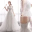 Elegant Ivory Wedding Dresses 2019 A-Line / Princess Scoop Neck Appliques Lace Flower Bell sleeves Backless Sweep Train
