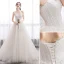 Elegant Ivory Wedding Dresses 2019 A-Line / Princess Spaghetti Straps Sequins Lace Flower Sleeveless Backless Court Train