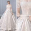 Luxury / Gorgeous Ivory Pierced Wedding Dresses 2019 A-Line / Princess Off-The-Shoulder Beading Sequins Lace Flower Short Sleeve Backless Royal Train