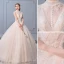 Chic / Beautiful Champagne Wedding Dresses 2019 Ball Gown High Neck Beading Sequins Lace Flower Sleeveless Backless Pearl Floor-Length / Long