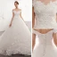 Charming Ivory Wedding Dresses 2019 A-Line / Princess Off-The-Shoulder Lace Flower Pearl Appliques Sleeveless Backless Cathedral Train