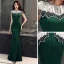 Elegant Dark Green Evening Dresses  2019 Trumpet / Mermaid Scoop Neck Beading Short Sleeve Floor-Length / Long Formal Dresses