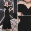 Elegant Sorte Selskabskjoler 2019 Havfrue Scoop Neck Beading Rhinestone Kort Ærme Lange Kjoler
