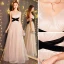 Modern / Fashion Champagne Evening Dresses  2019 A-Line / Princess V-Neck Bow Sleeveless Backless Floor-Length / Long Formal Dresses