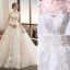 Charming Champagne Wedding Dresses 2019 A-Line / Princess V-Neck Beading Lace Flower Bell sleeves Backless Sweep Train