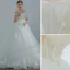 Elegant Ivory Wedding Dresses 2019 A-Line / Princess Off-The-Shoulder Beading Sequins Bow Sleeveless Backless Chapel Train