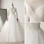 Chic / Beautiful Ivory Wedding Dresses 2019 A-Line / Princess Scoop Neck Buttons Lace Flower Long Sleeve Sweep Train