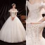 Affordable Ivory Wedding Dresses 2021 Ball Gown Off-The-Shoulder Beading Sequins Sleeveless Backless Floor-Length / Long Wedding