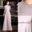 Chic / Beautiful Blushing Pink Evening Dresses  2019 A-Line / Princess Scoop Neck Glitter Polyester Sash Sleeveless Floor-Length / Long Formal Dresses