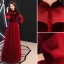 Élégant Bordeaux Robe De Soirée 2019 Princesse Col Haut Daim Noeud Manches Longues Dos Nu Longue Robe De Ceremonie