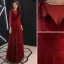 Elegant Burgundy Evening Dresses  2019 A-Line / Princess Scoop Neck Suede Bow Sequins Long Sleeve Backless Floor-Length / Long Formal Dresses
