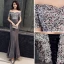 Glitzernden Grau Abendkleider 2019 Meerjungfrau Off Shoulder Glanz Polyester Pailletten Kurze Ärmel Rückenfreies Lange Festliche Kleider
