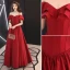 Modest / Simple Burgundy Prom Dresses 2019 A-Line / Princess Off-The-Shoulder Short Sleeve Backless Floor-Length / Long Formal Dresses