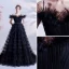 Chic / Beautiful Black Ruffle Prom Dresses 2021 A-Line / Princess Spaghetti Straps Short Sleeve Backless Sweep Train Formal Dresses