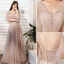 Elegant Champagne Wedding Dresses 2018 Ball Gown Lace Flower See-through Beading Sequins Scoop Neck Long Sleeve Royal Train Wedding