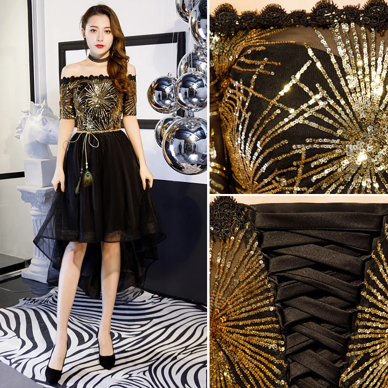 slim fit dress slacks Aleta 1066 Fitted Cocktail Short Sequin Dress – The Dress Outlet main image 1