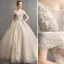 Charming Champagne Wedding Dresses 2019 Ball Gown Off-The-Shoulder Short Sleeve Backless Flower Glitter Lace Pearl Chapel Train