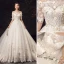 Élégant Ivoire Robe De Mariée 2019 Princesse De l'épaule Perlage Appliques Perle En Dentelle Fleur Manches Courtes Dos Nu Chapel Train