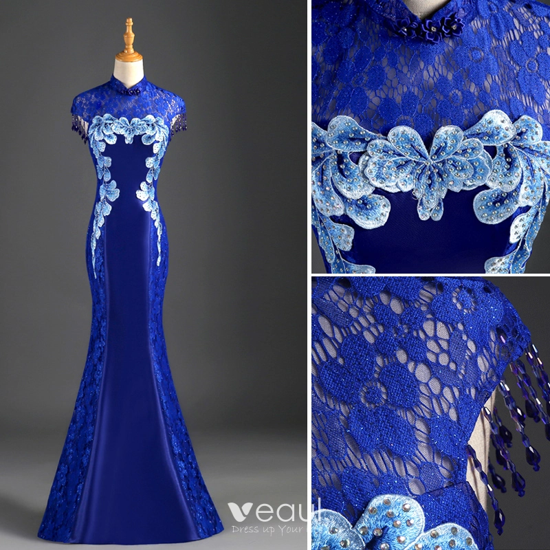 Cap Sleeves Trumpet Beading Evening Dress