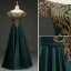 Elegant Dark Green Evening Dresses  2019 A-Line / Princess Off-The-Shoulder Rhinestone Sash Short Sleeve Backless Floor-Length / Long Formal Dresses